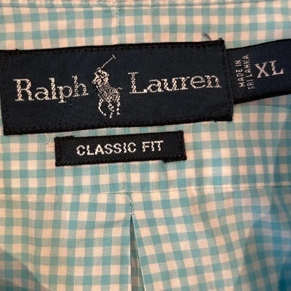 Ralph‎ Lauren Button Down XL Men's Blue Gingham Classic Fit Long Sleeve Shirt